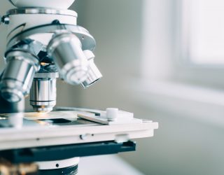 Microscope in Laboratory Microscope in the Laboratory, modern close-up shot